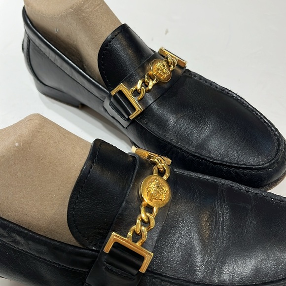 Versace black leather Medusa slip on loafers, size: 41 European = 8 USA - Picture 4 of 8